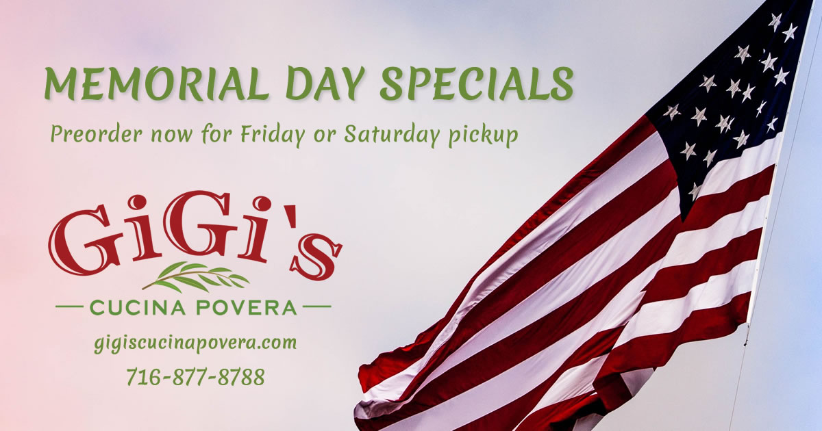 Memorial Day Specials at Gigi's Cucina Povera