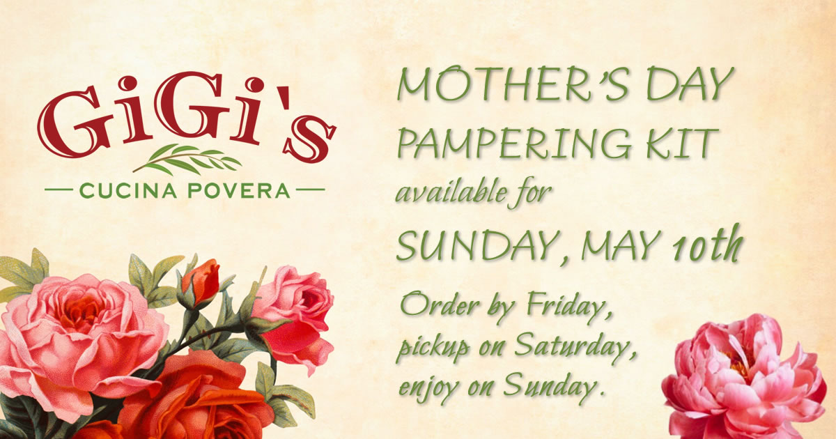 Mother's Day Pampering Kits are available for Sunday, May 10th