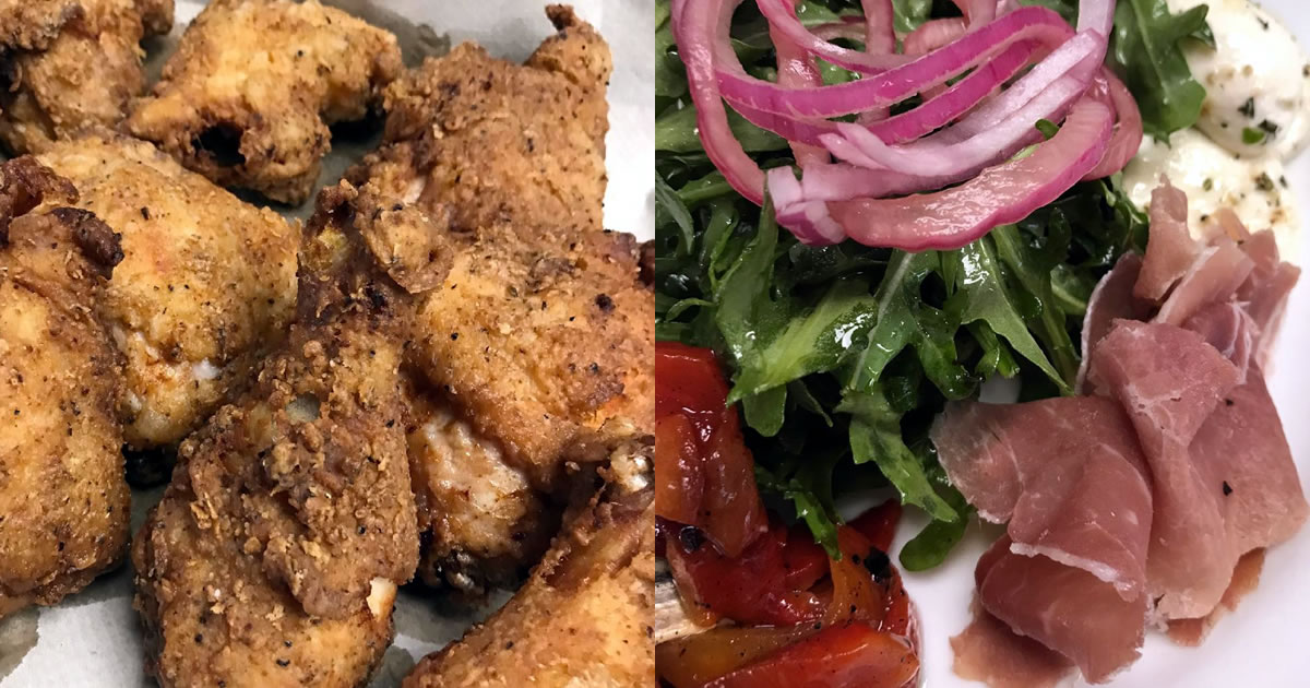Fried Chicken and Roasted Red Pepper Salad